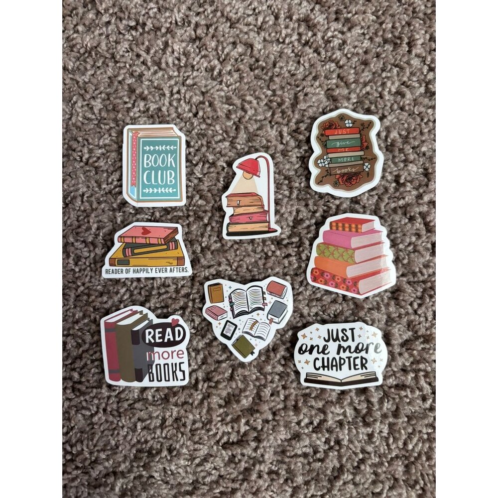 Lot of 8 bookish sticker‎ pack book club just one more chapter readers set